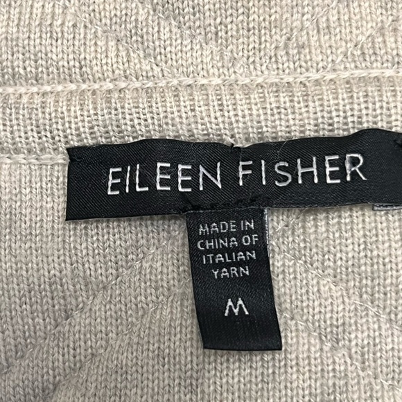 Eileen Fisher Medium Light Gray Button Front Merino Wool Quilted Vest Pockets - Picture 9 of 10